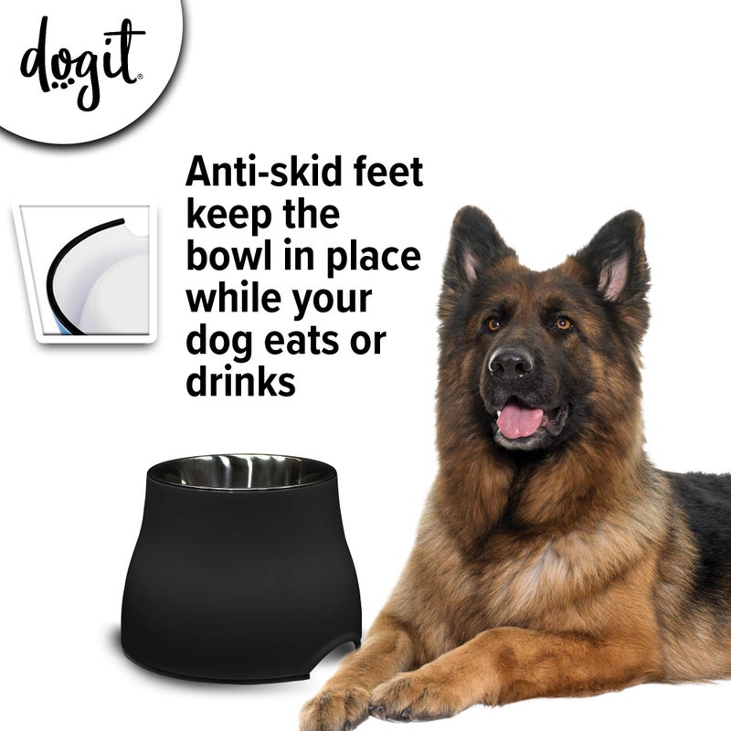 Dogit Elevated Dog Bowl, Stainless Steel Dog Food and Water Bowl for Large Dogs, Black, 73752 - Image 2